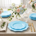 COLOSUS 60PCS Blue Plastic Plates for Party, Hard Disposable Plastic Plates - Image 2