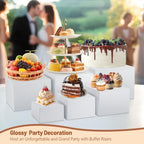8PCS White Acrylic Buffet Risers with Small Signs and Marks,Food Display Risers for Buffet Table,Dessert Table Display Set for Catering Supplies,Acrylic Stand for Party Wedding Baptism Birthday - Image 4