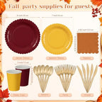 Zhehao 350 Pcs Orange Brown Fall Party Supplies Serve 50 Guests - Image 3