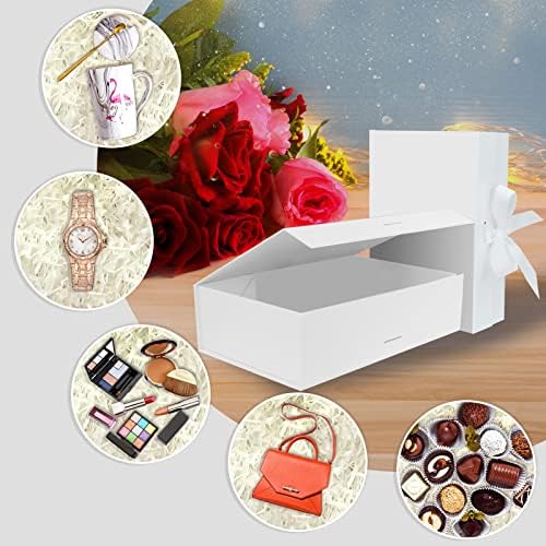 DaiUni 5 Pack 10.5"x7.5"x3.1" White Magnetic Gift Box with Lid for Present - Image 7