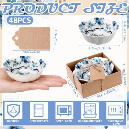 SiliFine 48 Pcs Wedding Favors for Guests Small Ceramic Bowls, Rose, Blue - Image 6