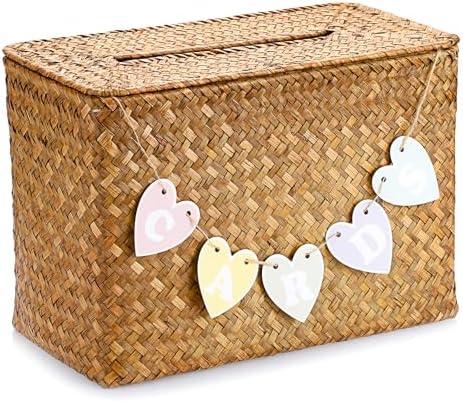 Hipiwe Handwoven Decorative Wedding Card Basket Wicker Card Receiving Box by Hipiwe