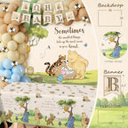 282Pcs Classic Winnie Neutral Baby Shower Decorations Quotes Plates Set - Image 7