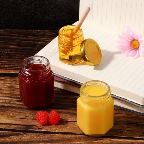 3 oz Mini Glass Honey Jars 48 pcs Honey Jars with Wood Dippers - Image 5