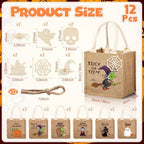 Sweetude 12 Pack Halloween Linen Burlap Bags with Tags,Classic - Image 2