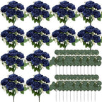 12 Bundles Royal Blue Artificial Peonies Silk Flowers Bulk - Image 2