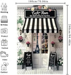 Paris Cafe Birthday Party Photography Backdrop Parisian Cafe Shop Tea Themed Bakery Buffet Decorative Backdrop Baby Shower Decorations Girls Floral French Parisian Cafe Tea Party Banner (8x6feet) - Image 7