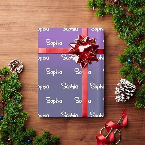 MyPupSocks Personalized Logo Wrapping Paper, Purple Custom Gift Wrapping Paper with Name Text for Teens Women Men Mom Dad Birthday Wedding Happy New Year 58x23 5 Rolls - Image 4