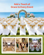 VEVOR Chair Covers, Polyester Spandex Chair Cover, Stretchy Flat-Front Chairs Protective Slipcover, Universal Fitted for Dining Party Wedding Banque (105PCS, White) - Image 2