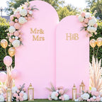Pale Pink Photo Arch Backdrop Cover Set of 2 for Party Spandex 7.2 and 6ft Arch Covers Stretchy Backdrop Baby Shower Arch Stand Covers for Girls Birthday Wedding Bridal Shower Banquet Background - Image 2