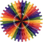 Beistle 12-Piece Tissue Fans in Rainbow, Decorative Ceiling/Wall Hanging for Birthday, Bridal/Baby Shower, Anniversary, Events, Parties, 25" - Image 2