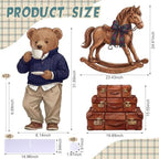 Novabright 3 Pcs Equestrian Bear Party Stands, Rocking Horse Suitcase Bear - Image 2