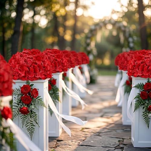 Red Hydrangea Flower Balls for Centerpieces,12 PCS, 8 Inch - Image 3