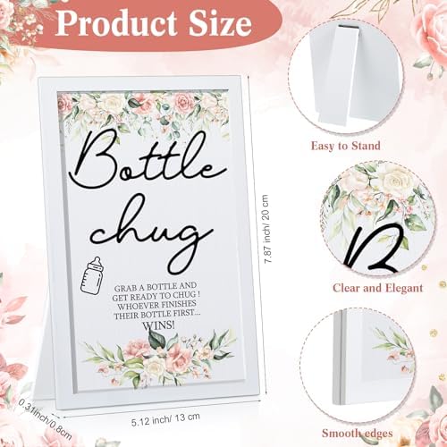 Roowest Bottle Chug Baby Shower Games Favors, Pink, Flower - Image 2
