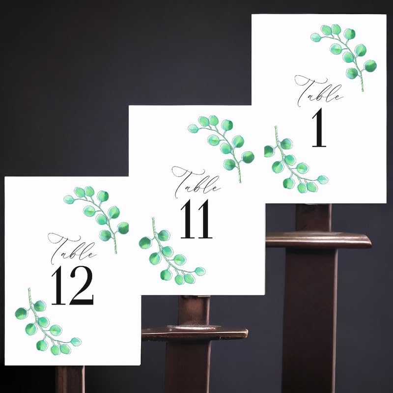 Eucalyptus Green Design Table Number Cards Double Sided Party Table Numbers for Reception Baby Shower Anniversary Birthday Bridal Party 5x7 100 Pcs - Image 3