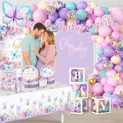 257Pcs Butterfly Baby Shower Decorations, All-in-One Set for 20 Guests - Image 6