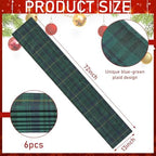 6 Pcs 72 x 13'' Christmas Table Runner, Green and Blue - Image 2