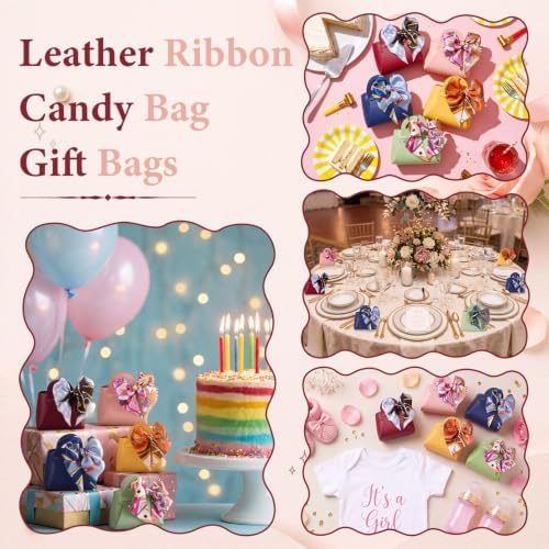 Kacctyen 50 Pack Mini Leather Purse Gift Bags PU Wedding, Elegant Color - Image 5