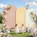 Set of 3 Arch Backdrop Covers(7.2ft, 6.6ft, 6ft) - Premium Stretchy Spandex Backdrop Arch Stand Cover for Baby Shower,Wedding,Party Decor Chiara Cover with Double-Sided Design(Cream Nude Champagne) - Image 3