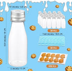 Yungyan 30 Pcs Cookies Themed Plastic Milk Bottles with Straws and Lids Clear 8 oz Mini Juice Bottles with Cap Small Dairy Jar and 450 Cookie Sticker Labels Tiny Drink Container for Birthday Party - Image 2