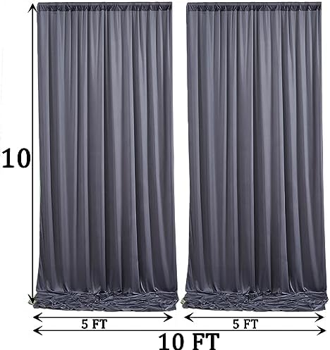 10ft x 10ft Wrinkle Free Charcoal Backdrop Curtains for Parties, Polyester Photo Backdrop Drapes 2 Panels 5x10ft for Wedding Birthday Party Photography Background Backdrop Stand - Image 6