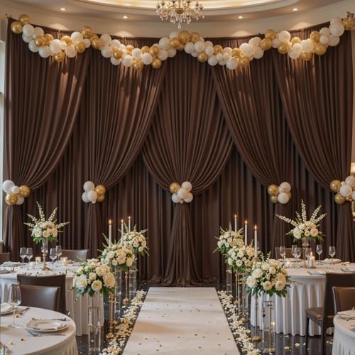 40x10FT Backdrop Curtains with Rod Pockets - Wrinkle Free Photo Stage Backdrop 8 Panels Curtains Drapes for Photography Wedding Party Baby Shower Decorations (Brown) - Image 3