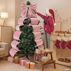Wavwavw Christmas Giant Velvet Bow Decor Pink Big Bow, 75 x 18 Inches - Image 4