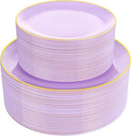 PULOTE 100PCS Purple Plastic Plates Disposable - Include 50 Dinner / 50 Dessert Plates Heavy Duty for Party, Wedding&Birthday by PULOTEpartywareWesupplyproductsandyouenjoylife