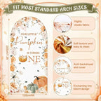 Tegeme 7.2ft Our Little Pumpkin is Turning One Arch Backdrop Cover 1st Birthday Baby Shower Decoration Large Orange Floral Pumpkin Backdrop for First Birthday Party Supply Photo Background Decoration - Image 2