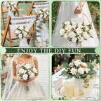 White Peonies Artificial Flowers 12 Bundles Silk Mum Roses - Image 5