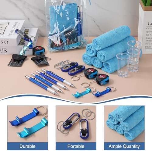 85Pcs Baby Shower Prizes for Men, 8 Sets Winner Gifts with Multi-Tool Pen, Screwdriver, Tape Measure, Bottle Opener, Keychain, Cleaning Cloth & Gift Bags for Winner Bachelor Party Favors (85) - Image 4