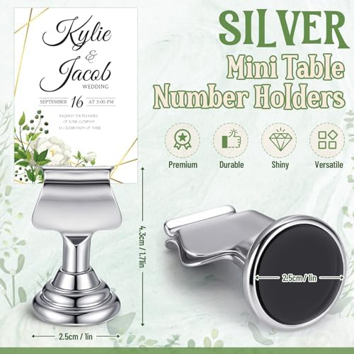 Kathfly 24 Pcs Wedding Table Number Holders Metal Silver Place Card Holder - Image 2