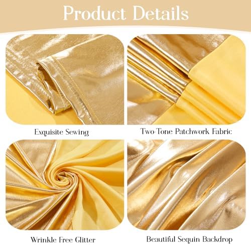 7.2FT 6FT Arch Backdrop Cover for Party, Set of 2 Stretchy Spandex Fitted Arch Stand Cover for Baby Shower, Birthday Wedding Decor, Chiara Backdrop Cover with Double-Sided Design(Gold, Yellow) - Image 4