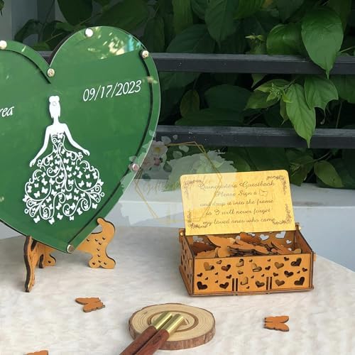 Wooden Heart Drop Box Guest Book Alternative, Butterfly Sign-in Wedding - Image 4