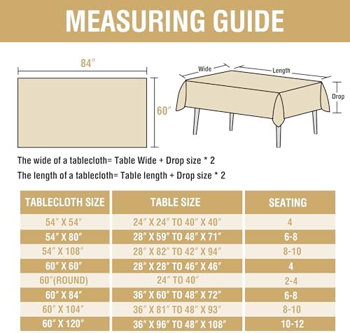 H.VERSAILTEX Linen Table Cloths Rectangle 60 x 84 Inch Premium Tablecloth Spill-Proof Waterproof Table Cover for Dining Buffet Feature Extra Soft and Thick Fabric Wrinkle Free, Natural - Image 2