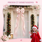 Giant Pink Bow Decor, 16 x 85in Christmas Tree Topper Bow, Oversized Hanging Bow with Long Streamers, Large Bow for Entrance Wall Backdrop Wedding Birthday Bridal Shower Home Decor Coquette Room Decor - Image 2