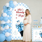 NIVIUS PHOTO She's Ready to Pop Baby Shower Arch Backdrop Cover, Party Decorations, Chiara Arch Cover for Gender Reveal, Birthday Party Photo Booth (7.2FT,G-05635) - Image 3
