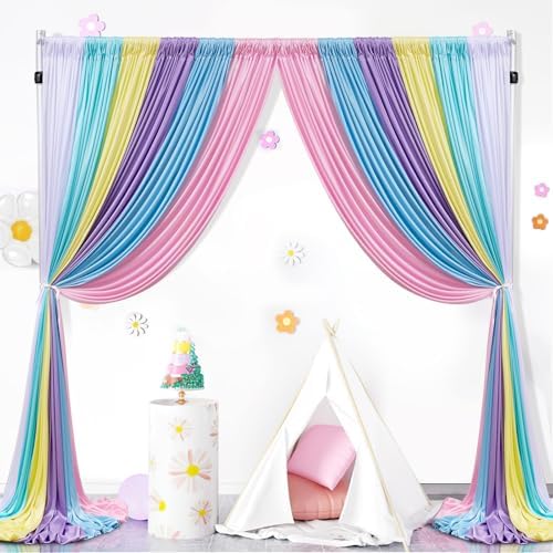 Unicorn Backdrop Curtain 15ftx10ft - Pastel Wrinkle Free Satin Drapes - Image 6