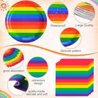 Funnymoom 452 Pcs 50 Guests Pride Party Supplies Decoration, Rainbow Pride Paper Plates Napkins Cups Tablecloth Cutlery Straws Gay Lgbt Disposable Tableware Sets for Rainbow Birthday Table Decoration - Image 3