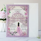 Hosmsua 50PCS 5.1x7.3 Inch Blank Purple Glitter Quinceanera Invitations Kit Laser Cut Floral Crown Pocket Quinceañera Invitation with Envelopes for Birthday Bridal Shower Quince Invite - Image 2