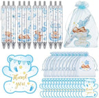 Chuangdi 50 Sets Baby Shower Favors Gifts for Guests Includes 50 Pcs Ballpoint Pens, Thank You Cards and Organza Bags(Blue Bear) by CelebrateEveryMoment