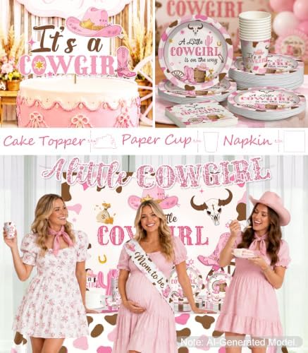 Cocomigo Cowgirl Baby Shower Decorations, Serves 25 Guests - Image 4