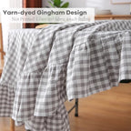 Grey White Gingham Tablecloth Round Dia.90 - Image 3