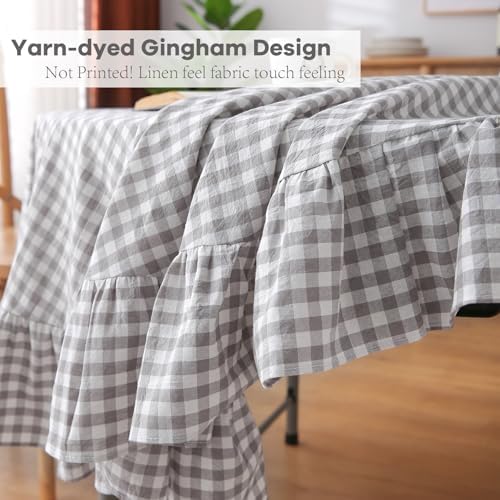 Grey White Gingham Tablecloth Round Dia.90 - Image 3