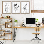 flowtorely Flower Plant Wall Art Decor 16"x11" Set of 3 Black And White - Image 5