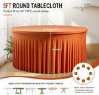 GALLETY 4 Pack Harvest Pumpkin Round Spandex Tablecloth 60 Inch for 5 FT Circle Tables, Reusable Fitted Stretch 120 Inch Round Tablecloth for Fall, Thanksgiving, Halloween, Wedding and Party Decor - Image 3