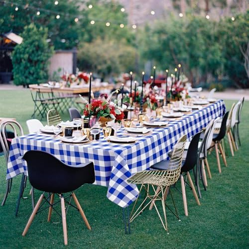 Hiasan Checkered Tablecloth 2 Pack, 54 x 108 inch, Royal Blue and White - Image 2