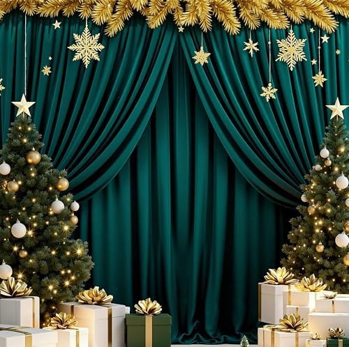 MEETSKY Green Backdrop Curtains,Party Backdrop Drapes,5ft x 10ft,2 Panels by MEETSKY