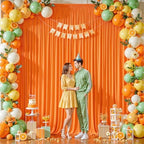 24ftx10ft Wrinkle Free Orange Backdrop Curtain - 10 Feet Photography Backdrop Drapes, Silky Polyester Back Drop Cloth for Wedding Baby Shower Balloon Arch Background - Image 6