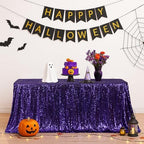Eternal Beauty Purple 90x132 Inch Mardi Gras Sequin Tablecloth - Image 2